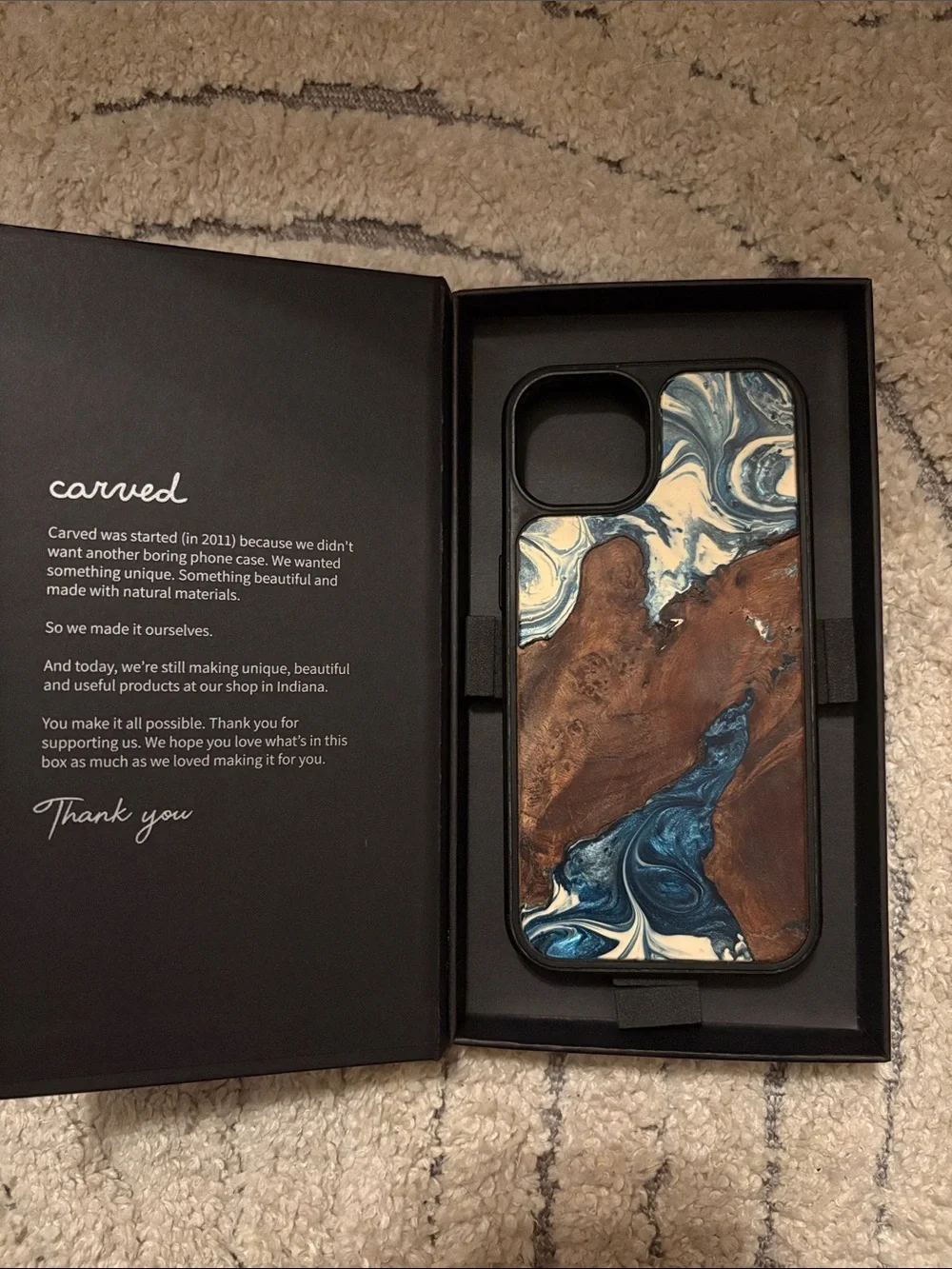 1 of 1 Iphone 13 Blue Marble & Wood phone Case - Blue/Brown